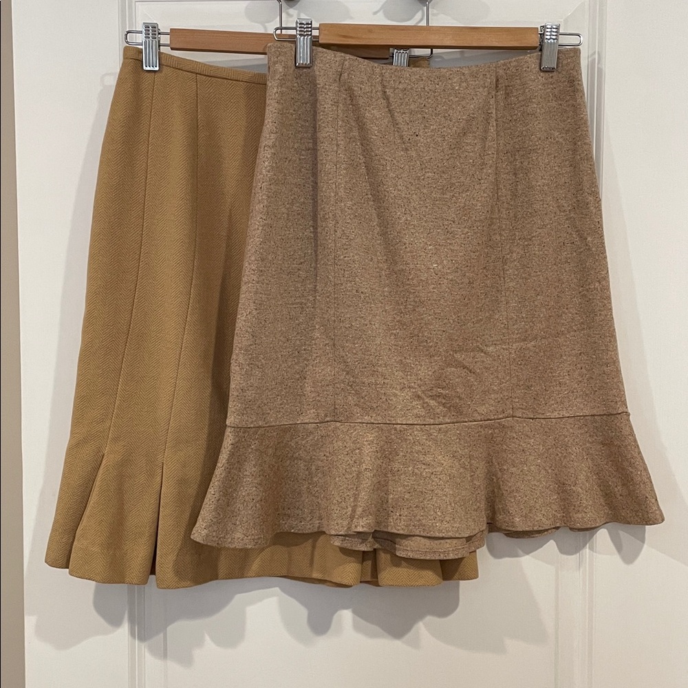 Bundle Set - Oatmeal Tan and Brown Skirt Set with Ruffle Hem